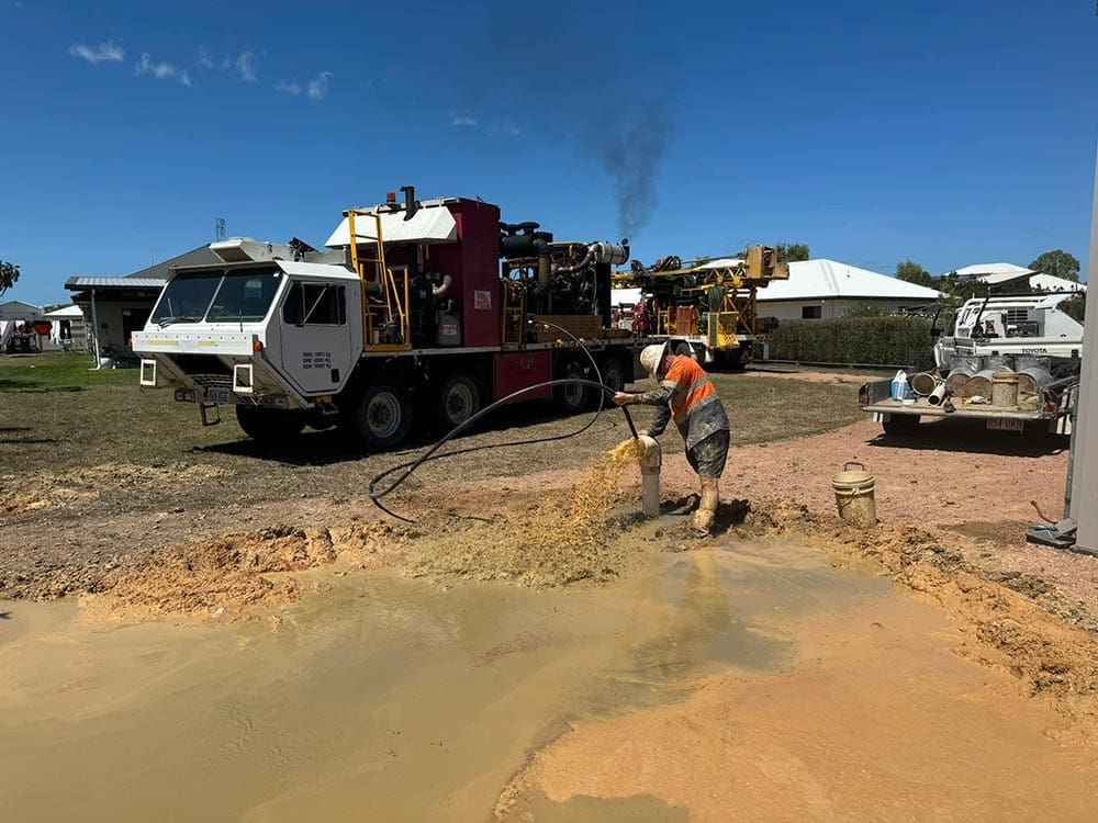 Drilling a bore on a suburban block in Mt Low